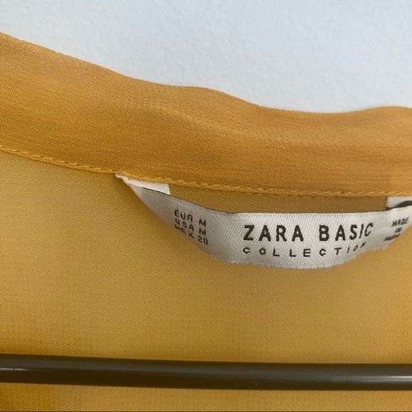 Zara Yellow Semi Sheer Frill Blouse - Picture 6 of 6